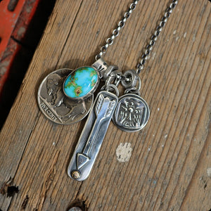 Sonoran Mountain turquoise  + 1930s Nickel Reworked Necklace