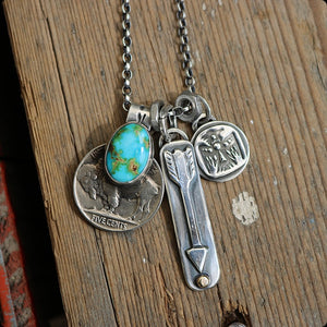 Sonoran Mountain turquoise  + 1930s Nickel Reworked Necklace