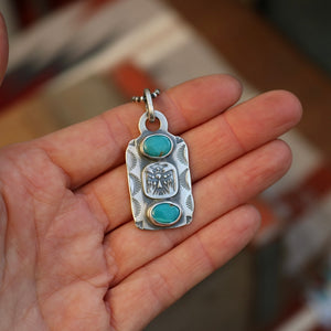 Pilot Mountain Turquoise + Thunderbird Dog Tag Necklace