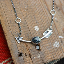 Load image into Gallery viewer, Sterling silver with New Lander Variscite Arrow Necklace