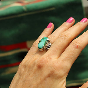 Sonoran Rose Turquoise + Sterling Ring >> UK M