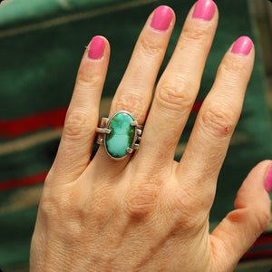 Sonoran Rose Turquoise + Sterling Ring >> UK M