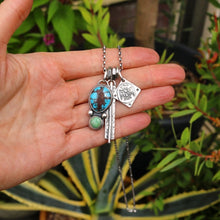 Load image into Gallery viewer, Egyptian + Kings Manassa Turquoise pendant + Thunderbird pendant Reworked Necklace