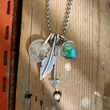 Load image into Gallery viewer, Sonoran Mountain Turquoise pendant + Arrow pendant Reworked Necklace