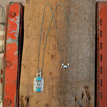 Load image into Gallery viewer, Pilot Mountain Turquoise + Thunderbird Dog Tag Necklace