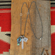 Load image into Gallery viewer, Egyptian + Kings Manassa Turquoise pendant + Thunderbird pendant Reworked Necklace