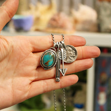Load image into Gallery viewer, Cumpas Turquoise Snake pendant + Arrow pendant Reworked Necklace