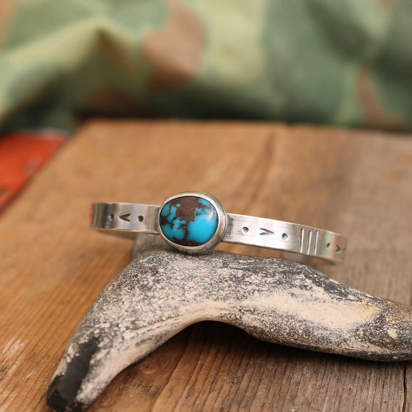 Sterling silver + Egyptian Turquoise cuff - 6.5”