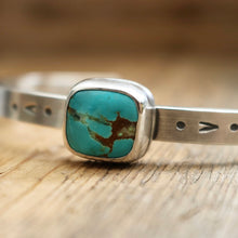 Load image into Gallery viewer, Sterling silver + Number 8 Turquoise cuff - 7”