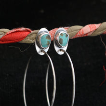 Load image into Gallery viewer, Kingman Turquoise + Sterling Silver Hoop Post Earrings