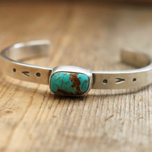 Load image into Gallery viewer, Sterling silver + Number 8 Turquoise cuff - 6”