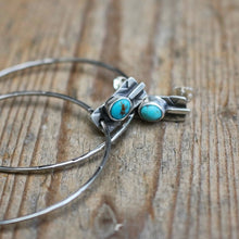 Load image into Gallery viewer, Kings Manassa Turquoise + Sterling Silver Hoop Post Earrings