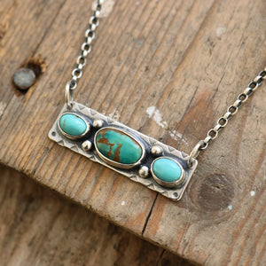 Kings Manassa Turquoise Bar Pendant Necklace