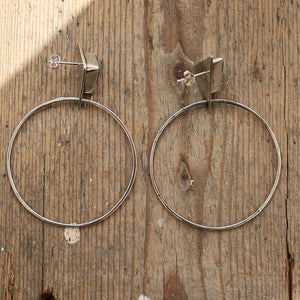 Kingman Turquoise + Sterling Silver Hoop Post Earrings
