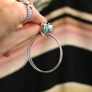 Kingman Turquoise + Sterling Silver Hoop Post Earrings