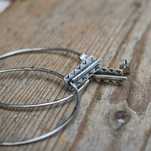 RESERVED FOR CLAIRE • Sterling Silver Bar + Hoop Post Earrings