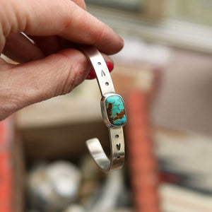 Sterling silver + Number 8 Turquoise cuff - 6”