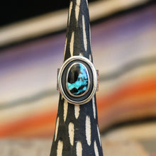 Load image into Gallery viewer, Hubei Cloud Mountain Turquoise + Sterling Shadowbox Ring