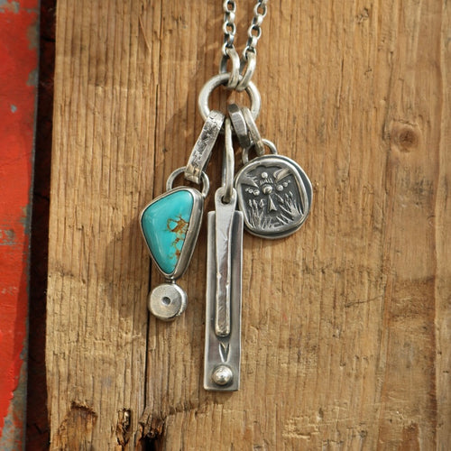 Number 8 turquoise pendant + Thunderbird Necklace