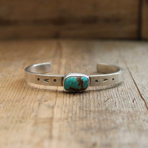 Sterling silver + Number 8 Turquoise cuff - 6”