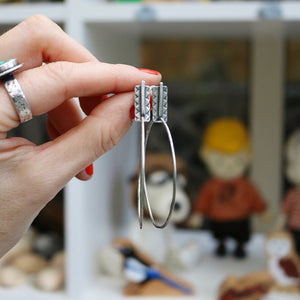 RESERVED FOR CLAIRE • Sterling Silver Bar + Hoop Post Earrings