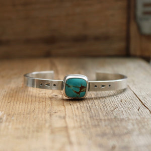 Sterling silver + Number 8 Turquoise cuff - 7”