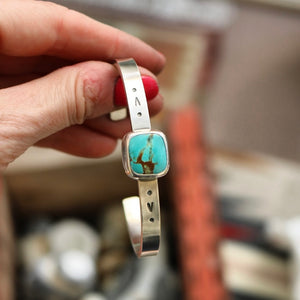 Sterling silver + Number 8 Turquoise cuff - 7”