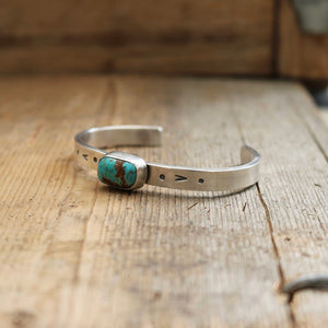 Sterling silver + Number 8 Turquoise cuff - 6”