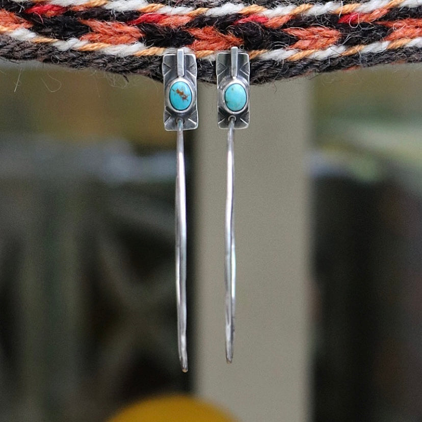 Kings Manassa Turquoise + Sterling Silver Hoop Post Earrings