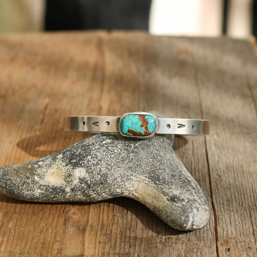 Sterling silver + Number 8 Turquoise cuff - 6”