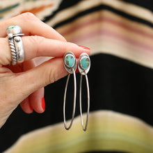 Load image into Gallery viewer, Kingman Turquoise + Sterling Silver Hoop Post Earrings